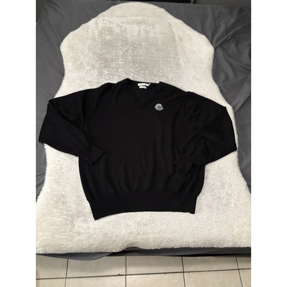Peter Millar Mens Black V‎ Neck Merino Wool Sweater Size Large Butler Nation